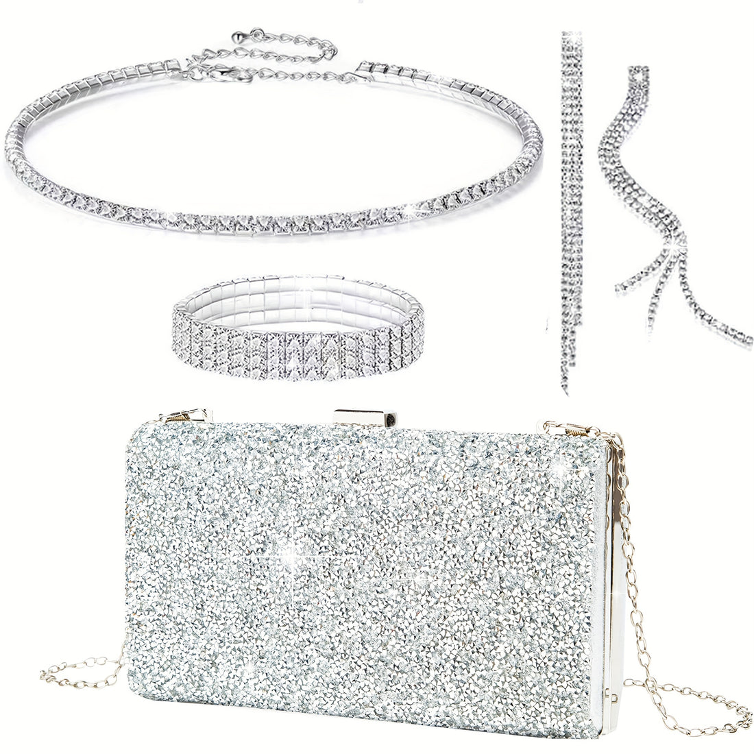 Bolsa Feminina Prateada — detalhe 4 das peças do conjunto