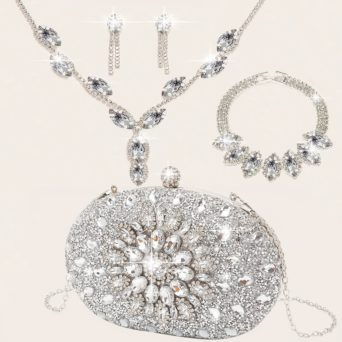 Clutch de Strass Luxo — detalhe 2 das peças do conjunto