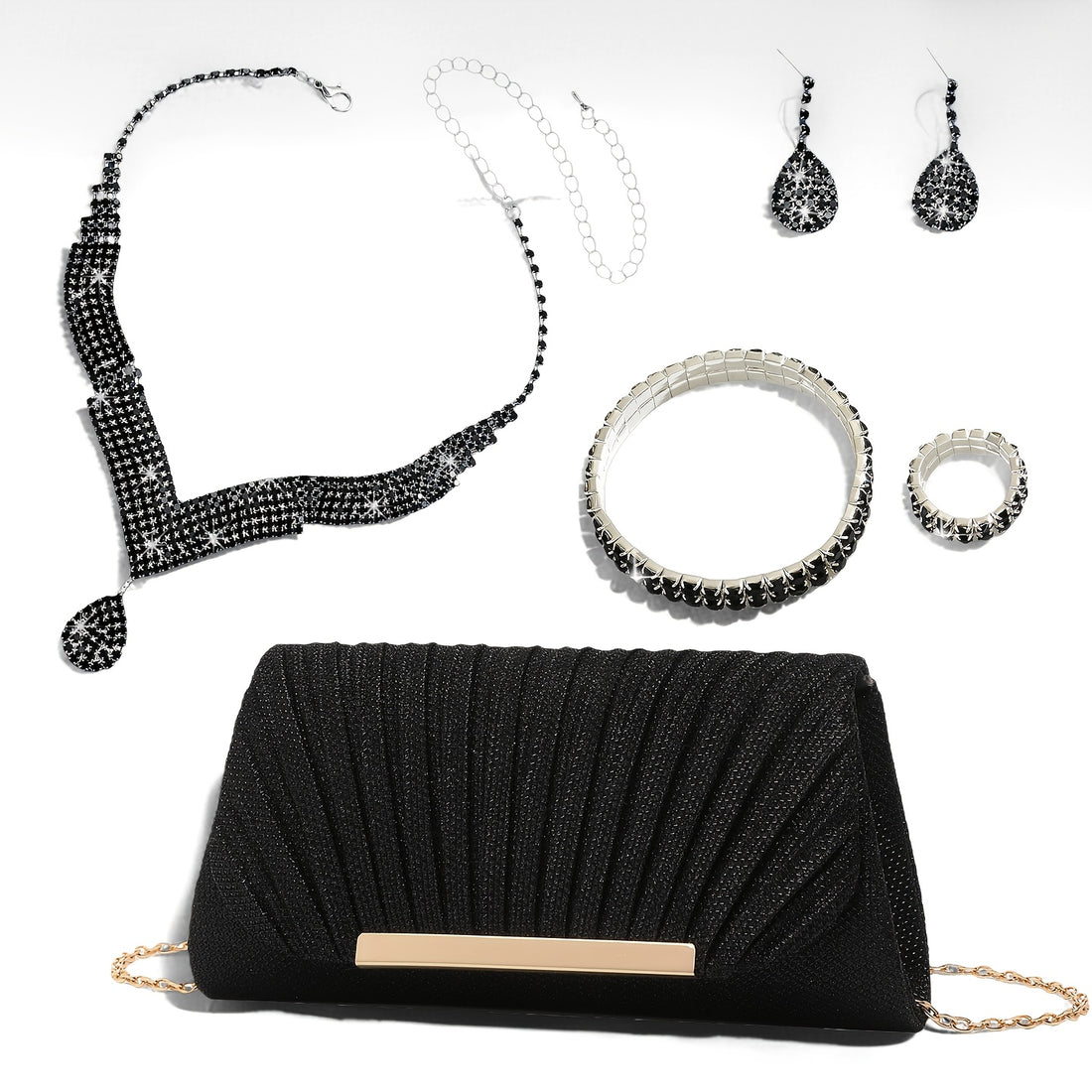 Bolsa Feminina Prateada Strass — detalhe 2 das peças do conjunto