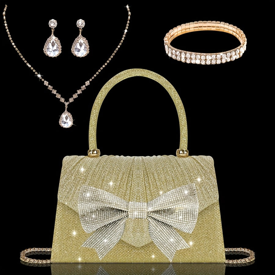 Bolsa Feminina com Laço de Strass — detalhe 3 das peças do conjunto