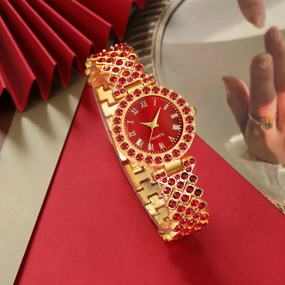 Relógio Feminino Dourado Quartzo — detalhe 2 das peças do conjunto