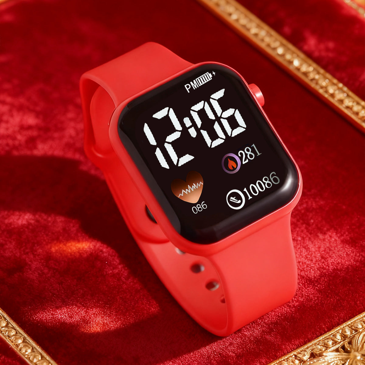 Relógio Feminino Vermelho Strass — detalhe 1 das peças do conjunto