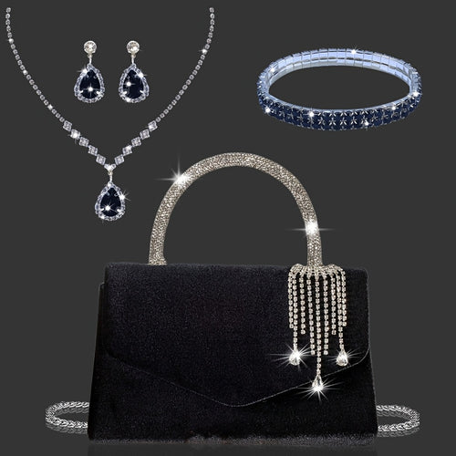 Bolsa de Festa Aveludada com Strass — detalhe 1 das peças do conjunto