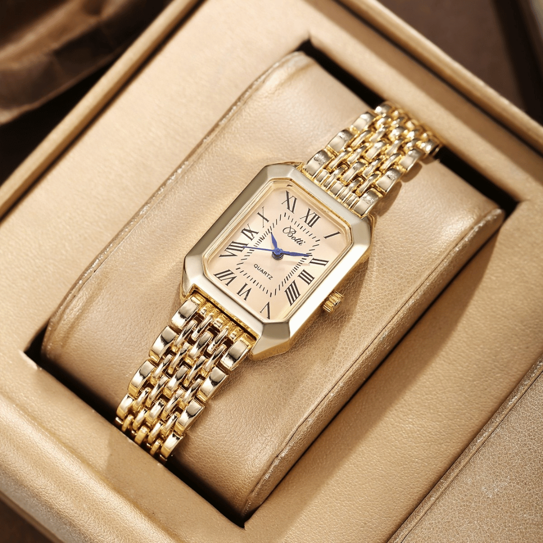 Relógio Feminino Dourado Cristal — detalhe 5 das peças do conjunto