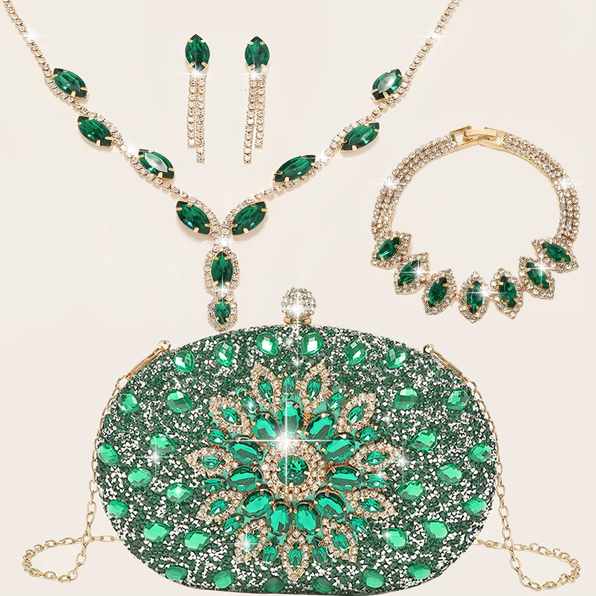 Clutch de Strass Luxo — detalhe 6 das peças do conjunto