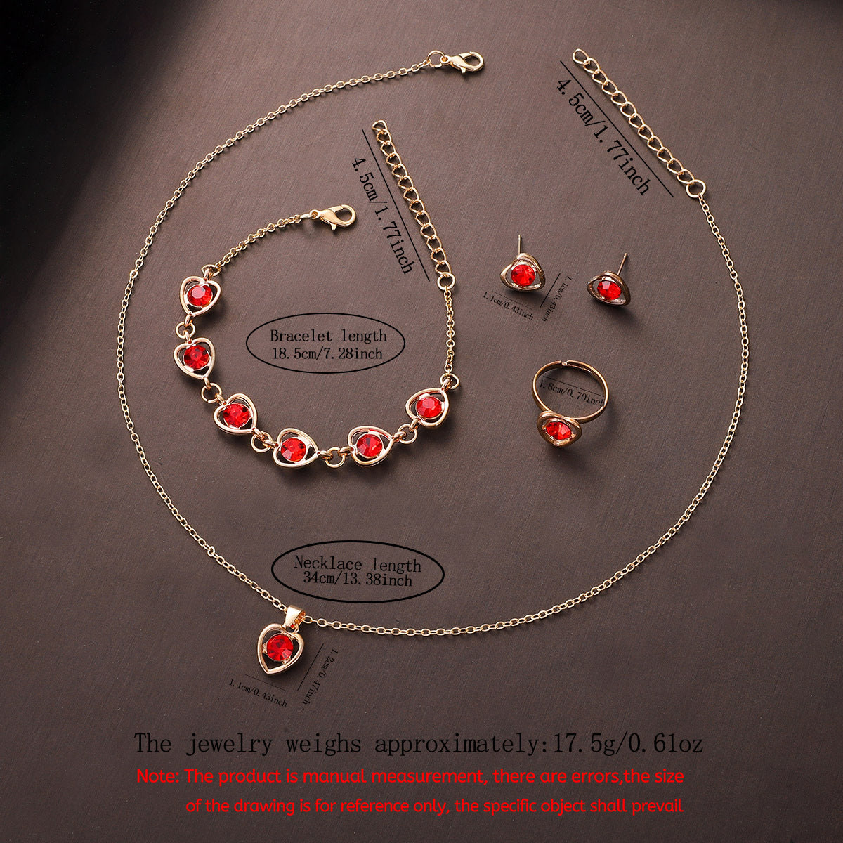 Relógio Feminino Vermelho Strass — detalhe 2 das peças do conjunto