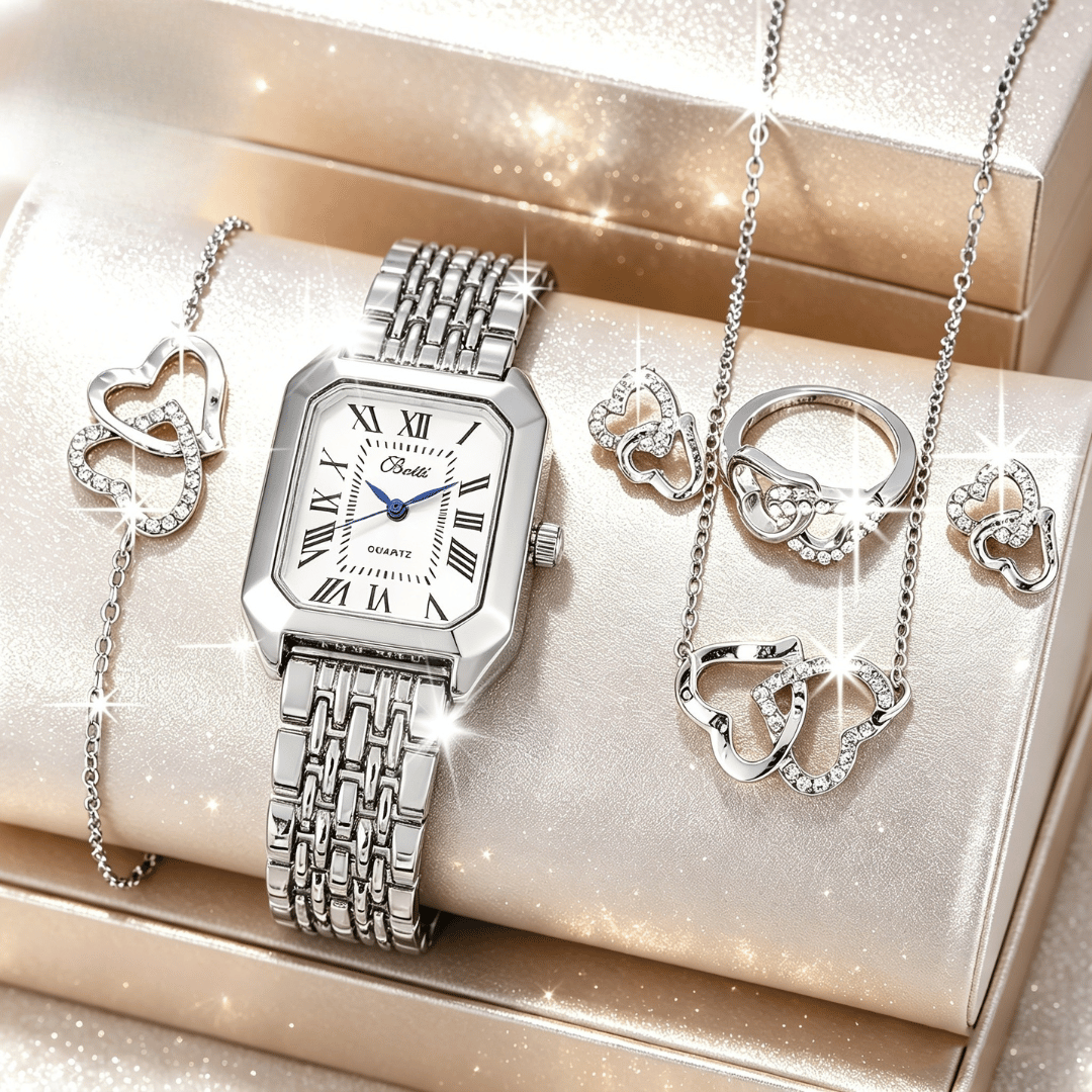 Relógio Feminino Dourado Cristal — detalhe 1 das peças do conjunto