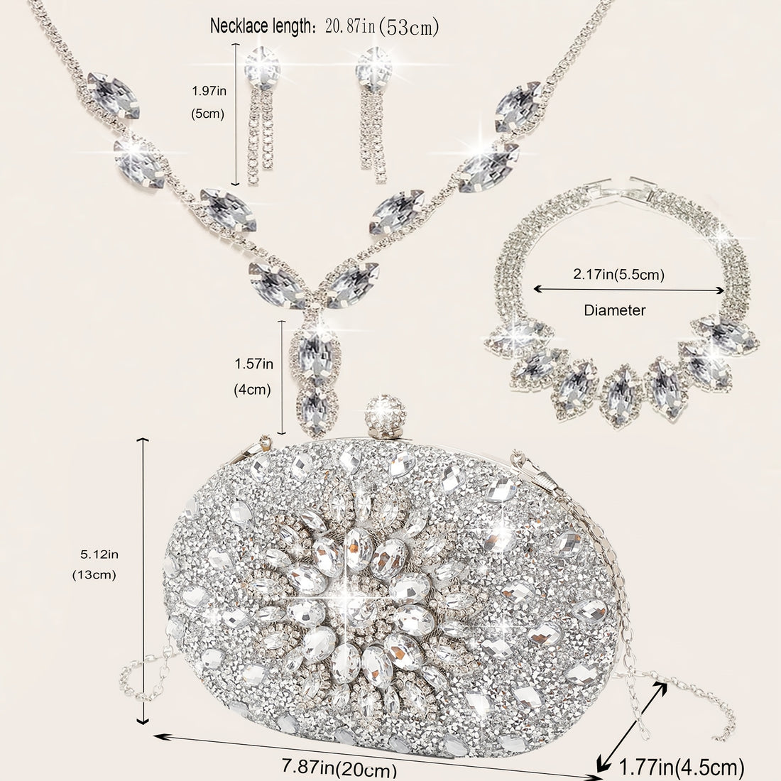 Clutch de Strass Luxo — detalhe 9 das peças do conjunto