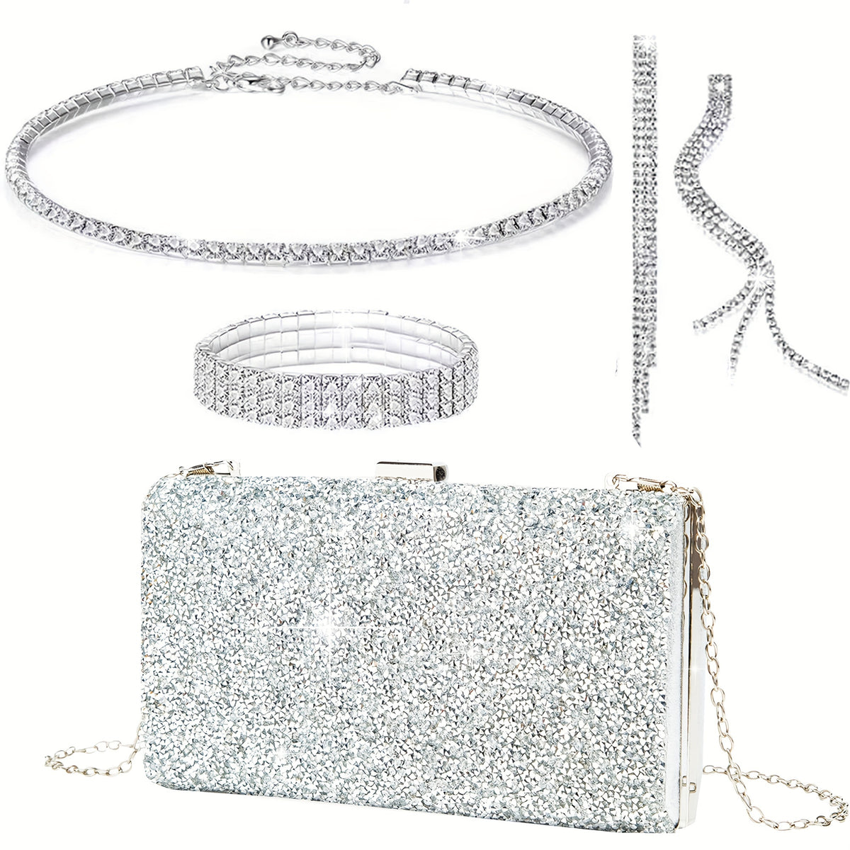 Bolsa Feminina Prateada — detalhe 4 das peças do conjunto
