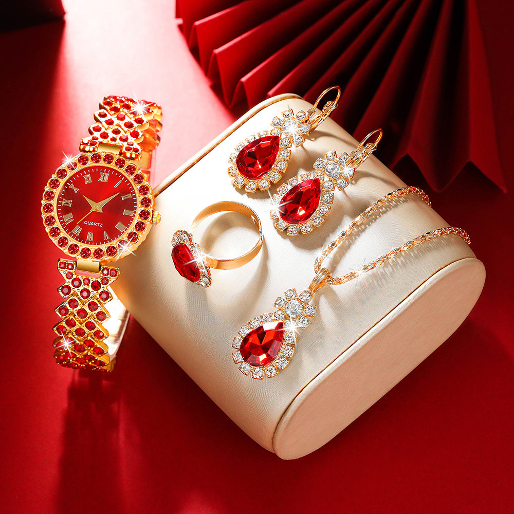 Relógio Feminino Dourado Quartzo — detalhe 3 das peças do conjunto