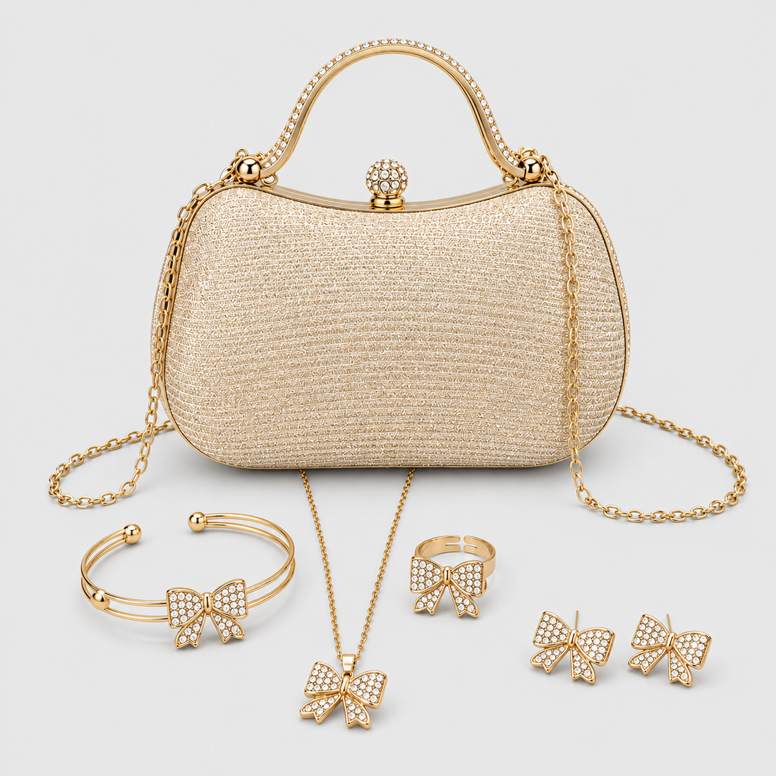 Bolsa Feminina Borboleta da Moriah Joias com colar, brincos e pulseira