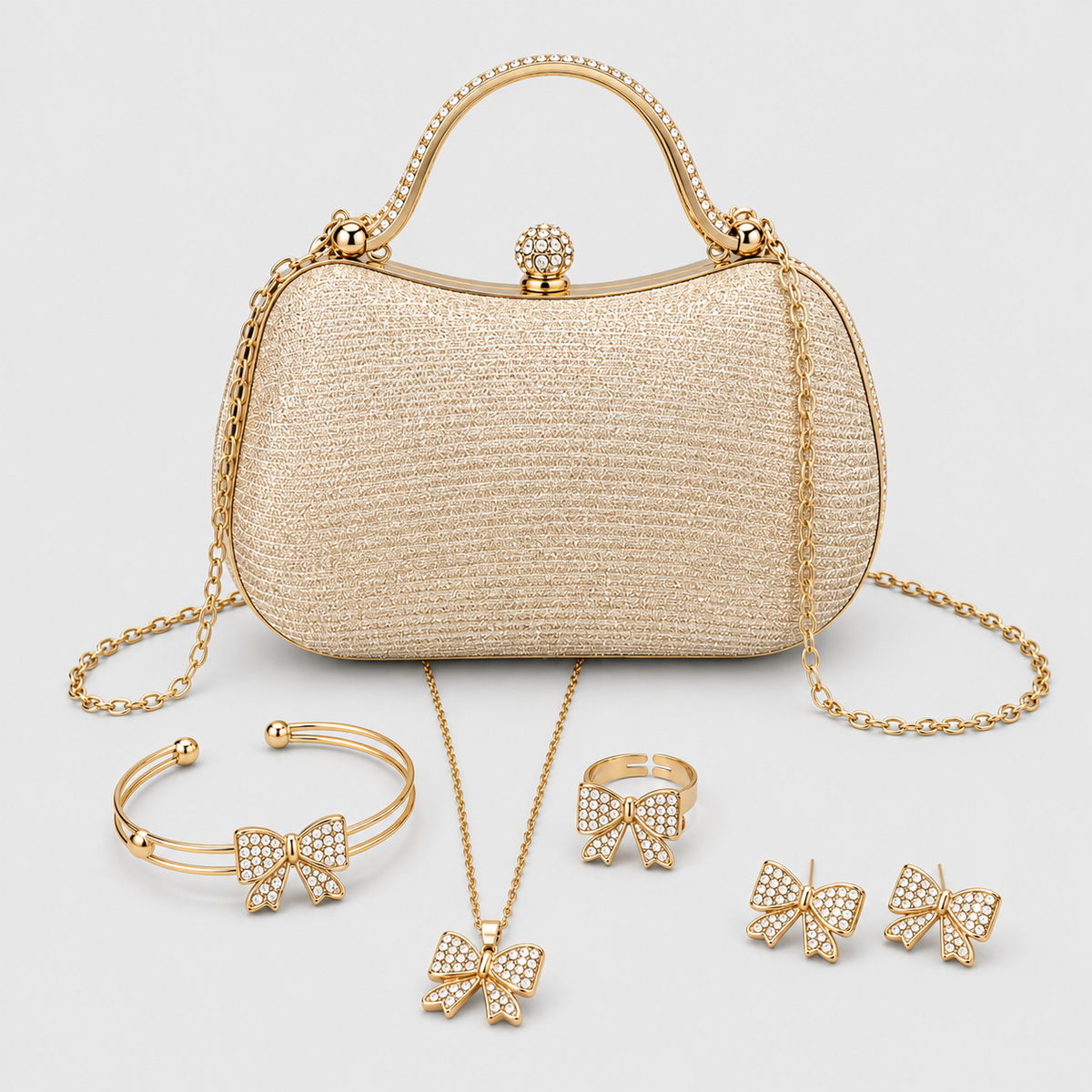Bolsa Feminina Borboleta da Moriah Joias com colar, brincos e pulseira