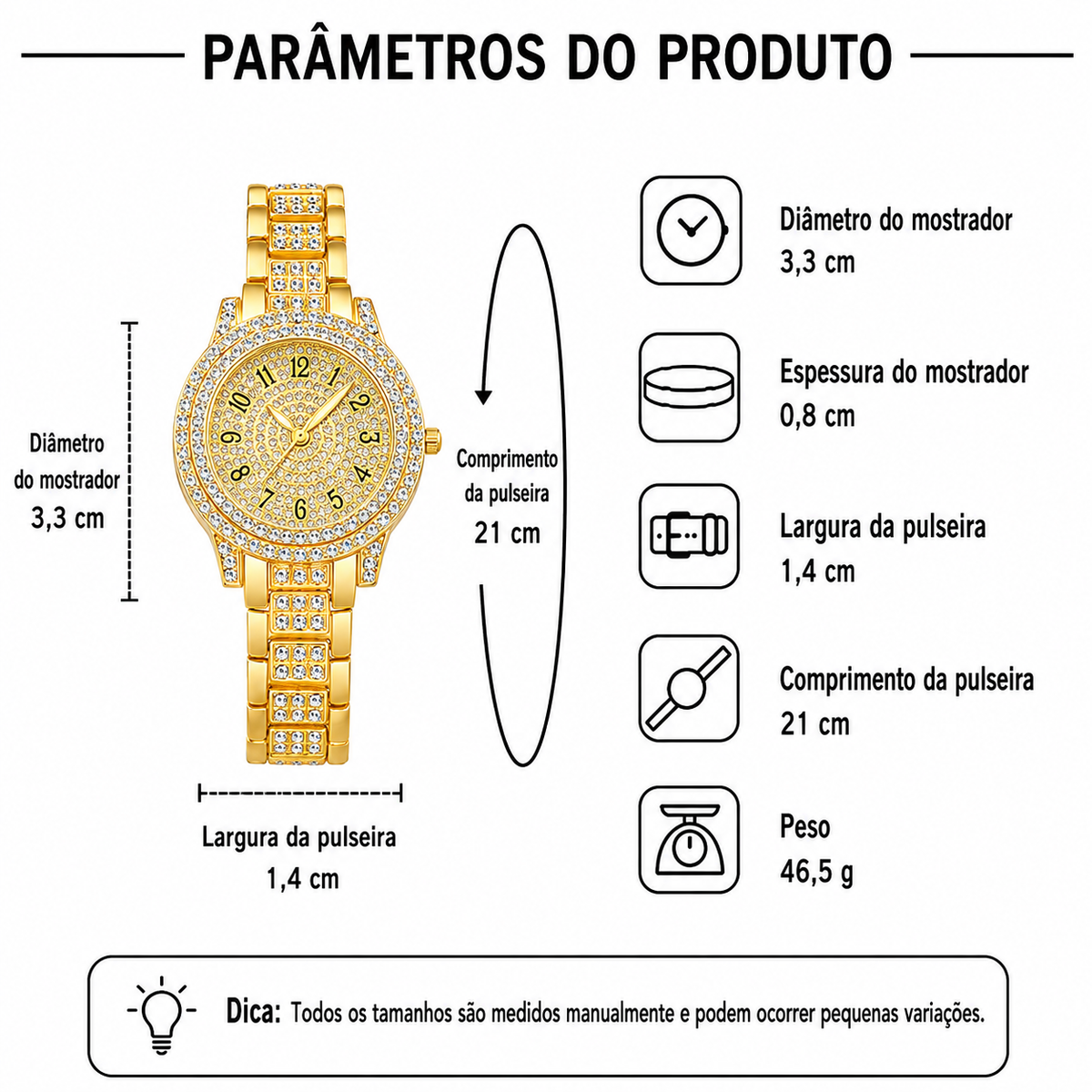 Relógio Feminino Quartzo Elegante — detalhe 5 das peças do conjunto