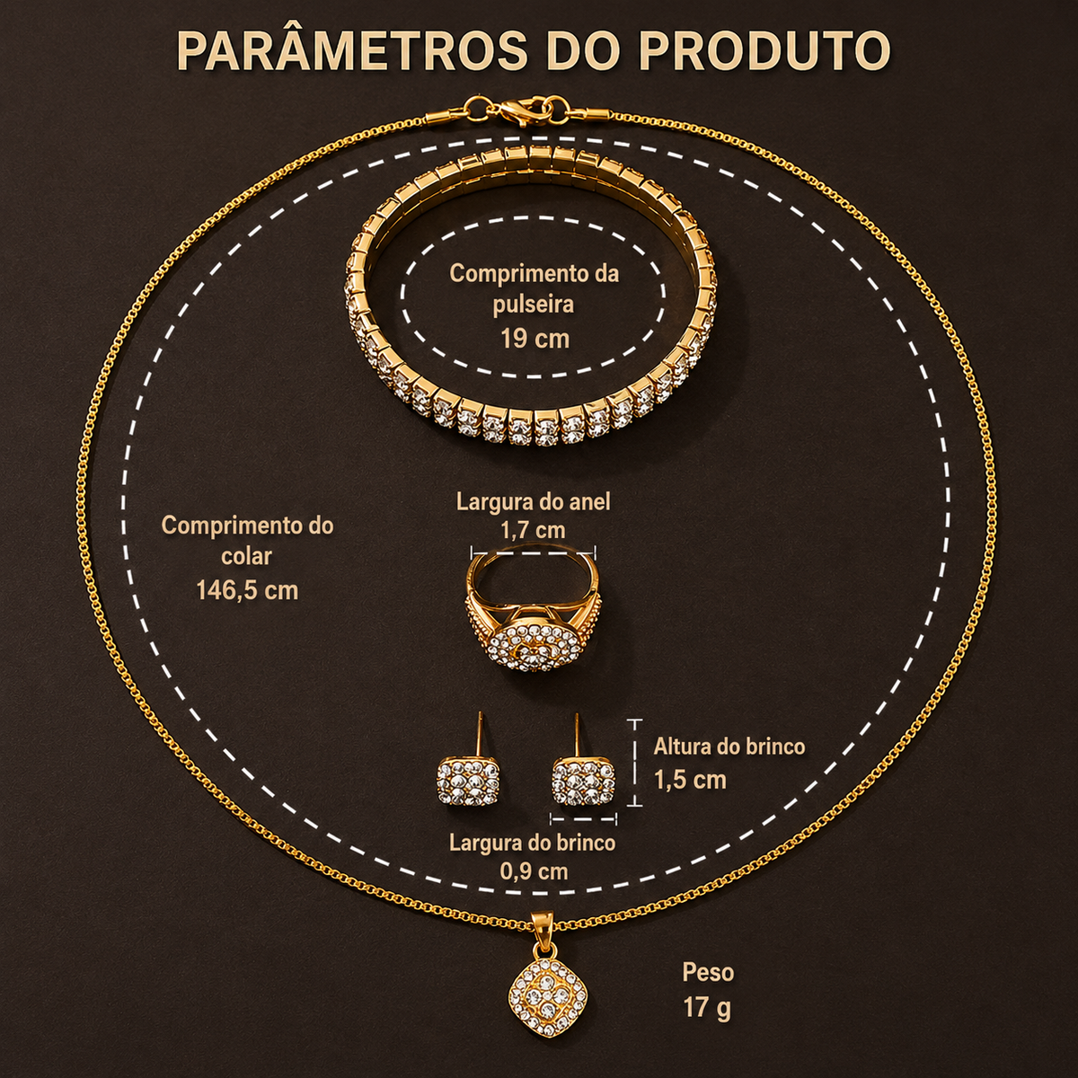 Relógio Feminino Quartzo Elegante — detalhe 6 das peças do conjunto