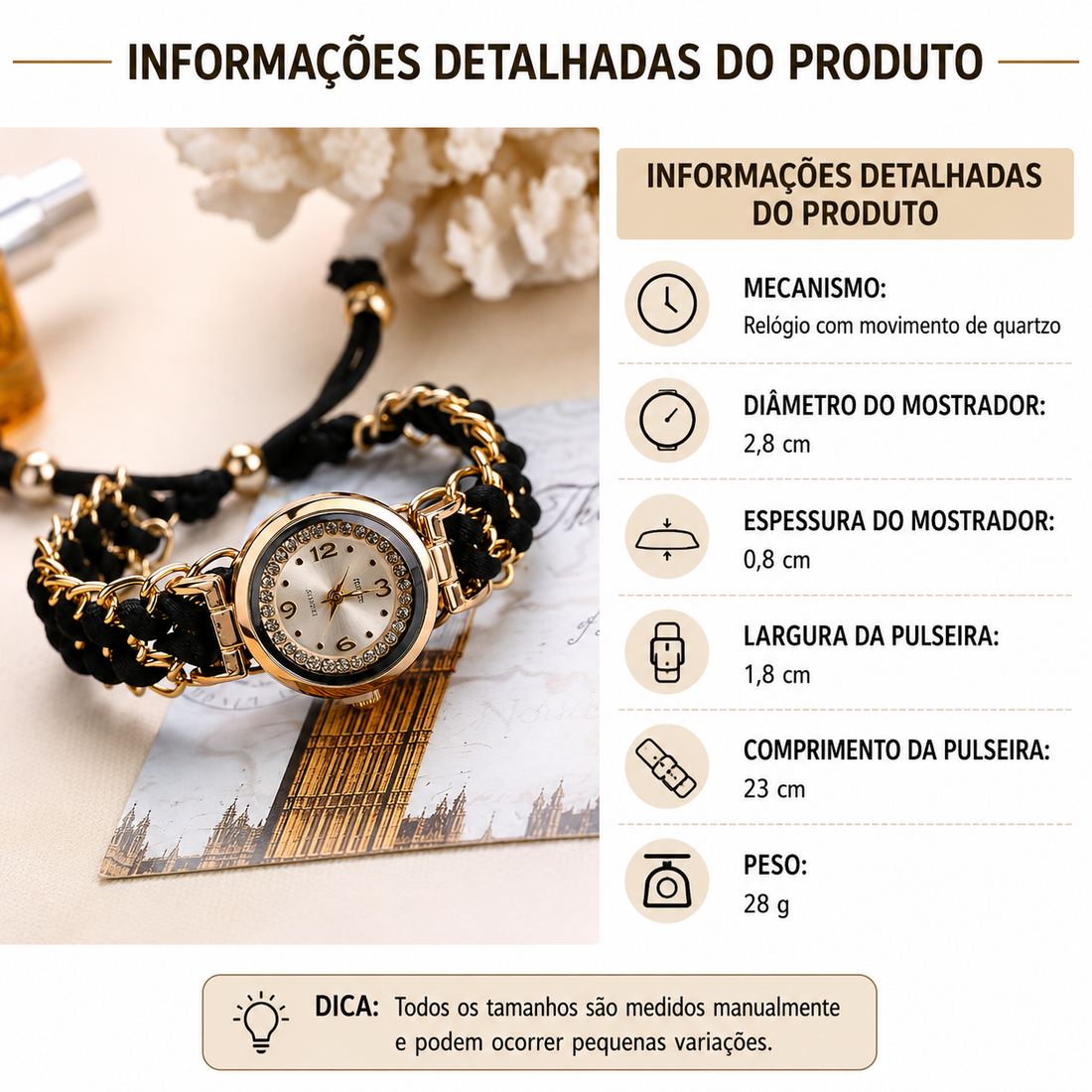 Relógio Feminino Quartzo — detalhe 6 das peças do conjunto