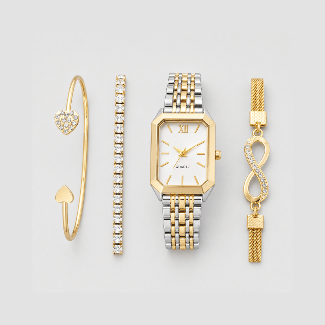 Relógio Feminino Dourado da Moriah Joias com pulseira