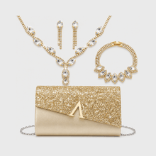 Clutch Feminina Brilhante 4 Peças | Brinde: Colar, Brincos e Pulseira