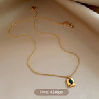 Colar Feminino Elegante com Pérolas, Pedras e Pingente de Zircão Esmeralda, Corrente em Camadas para Clavícula,