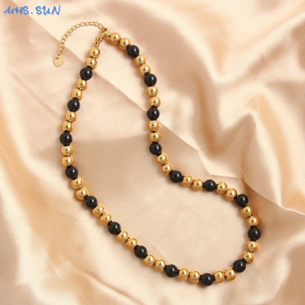 Colar de Pérolas Dourado 4/6/8/10 mm – Elegância Clássica para o Dia a Dia e Festas