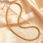 Colar de Pérolas Dourado 4/6/8/10 mm – Elegância Clássica para o Dia a Dia e Festas