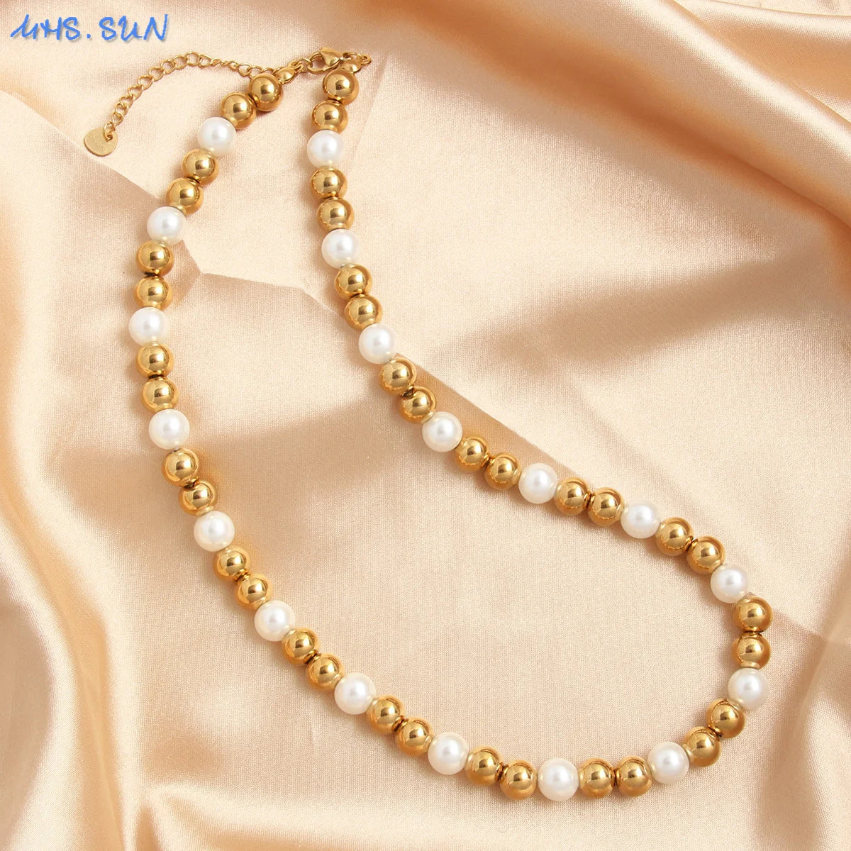 Colar de Pérolas Dourado 4/6/8/10 mm – Elegância Clássica para o Dia a Dia e Festas