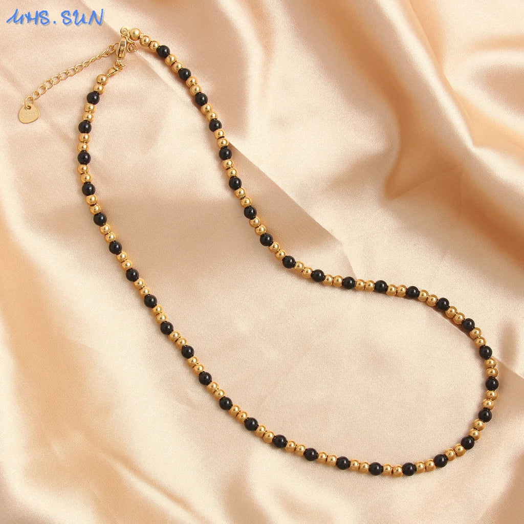 Colar de Pérolas Dourado 4/6/8/10 mm – Elegância Clássica para o Dia a Dia e Festas