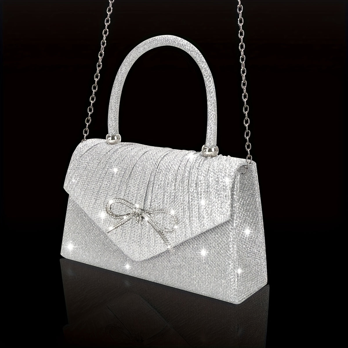 Clutch Preta com Lantejoulas — detalhe 1 das peças do conjunto