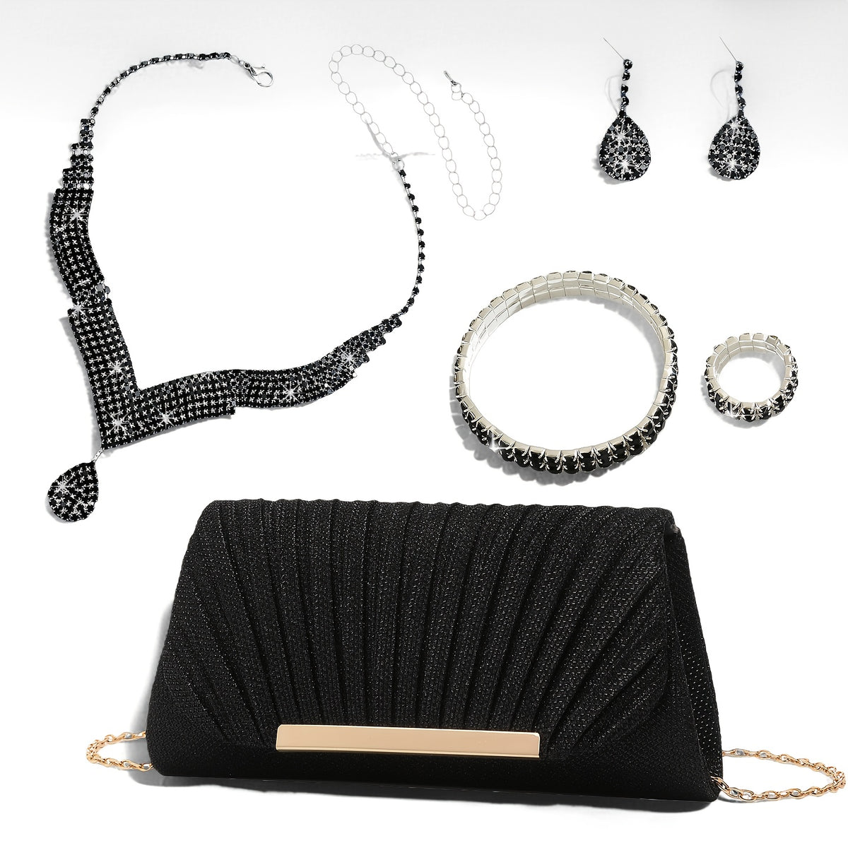 Bolsa Feminina Prateada Strass — detalhe 2 das peças do conjunto