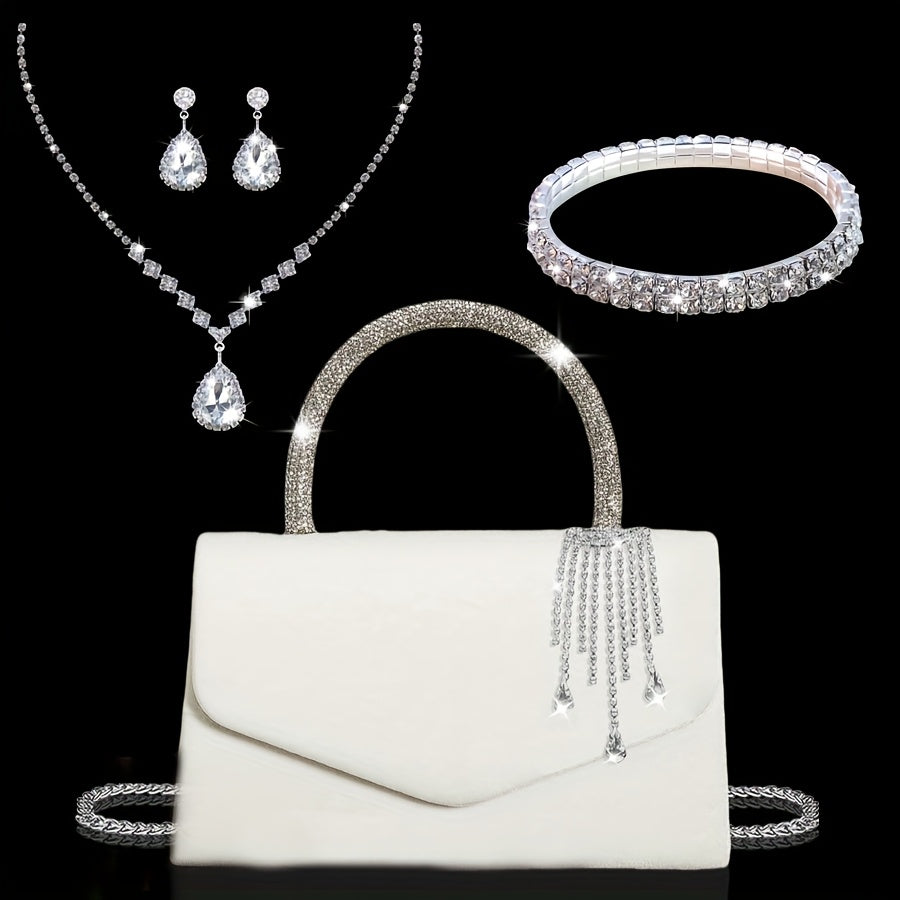 Bolsa de Festa Aveludada com Strass — detalhe 2 das peças do conjunto