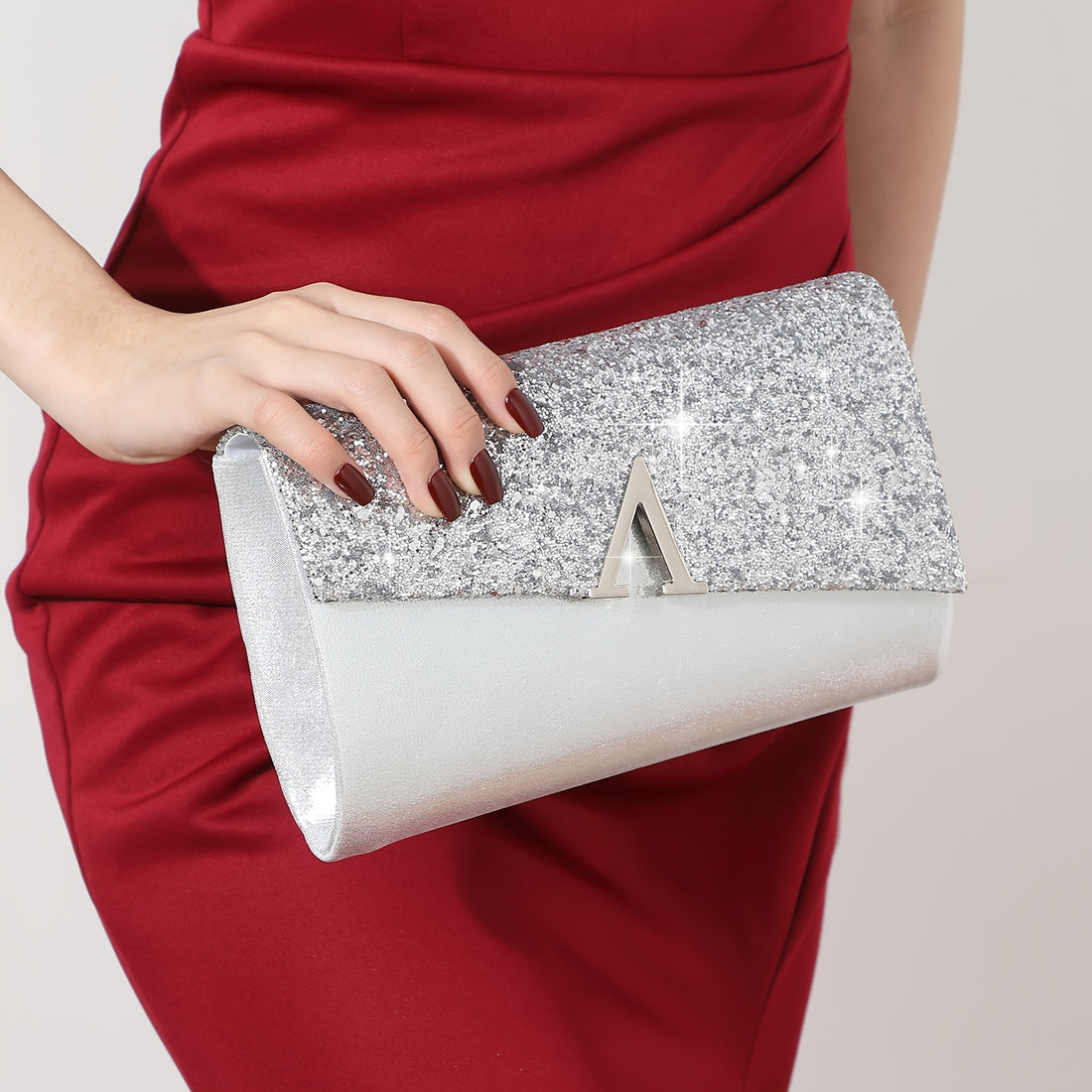 Clutch Feminina Brilhante 4 Peças — detalhe 2 das peças do conjunto