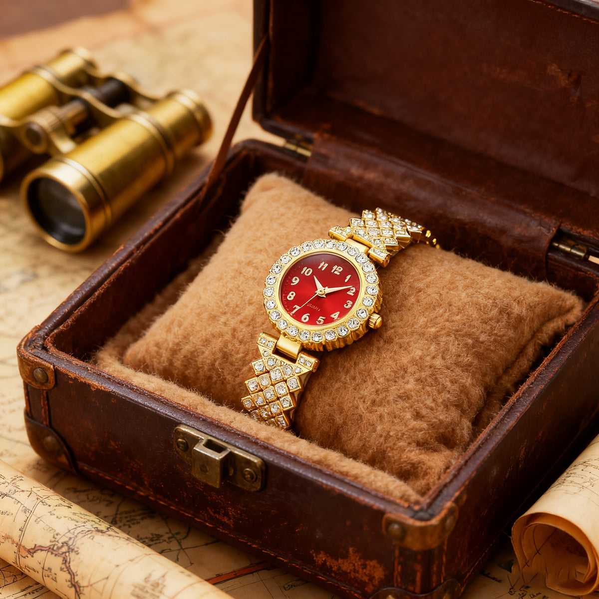 Relógio Feminino Vermelho — detalhe 4 das peças do conjunto