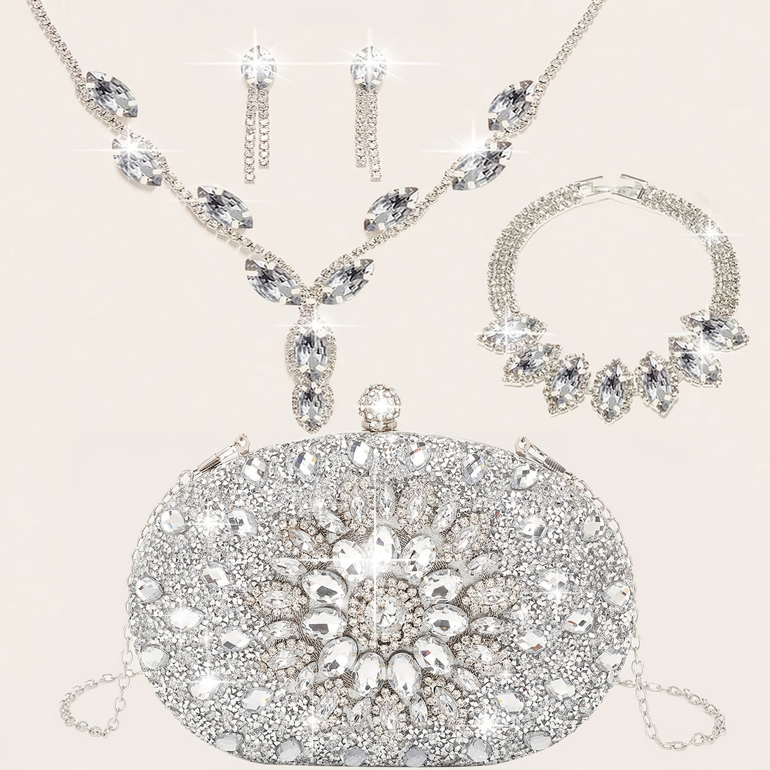 Clutch de Strass Luxo — detalhe 5 das peças do conjunto