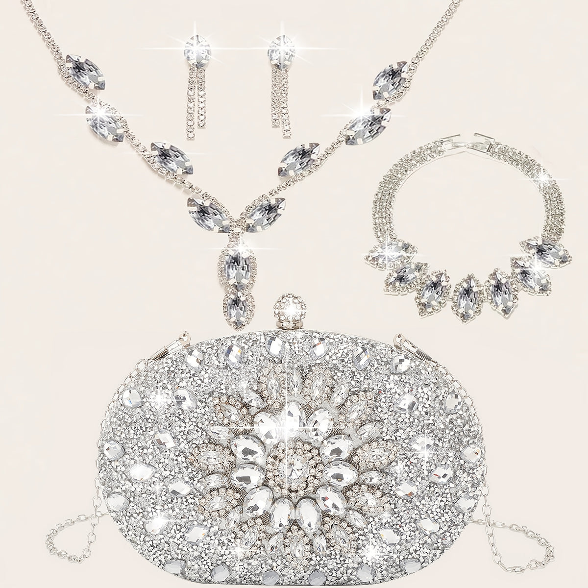 Clutch de Strass Luxo — detalhe 5 das peças do conjunto