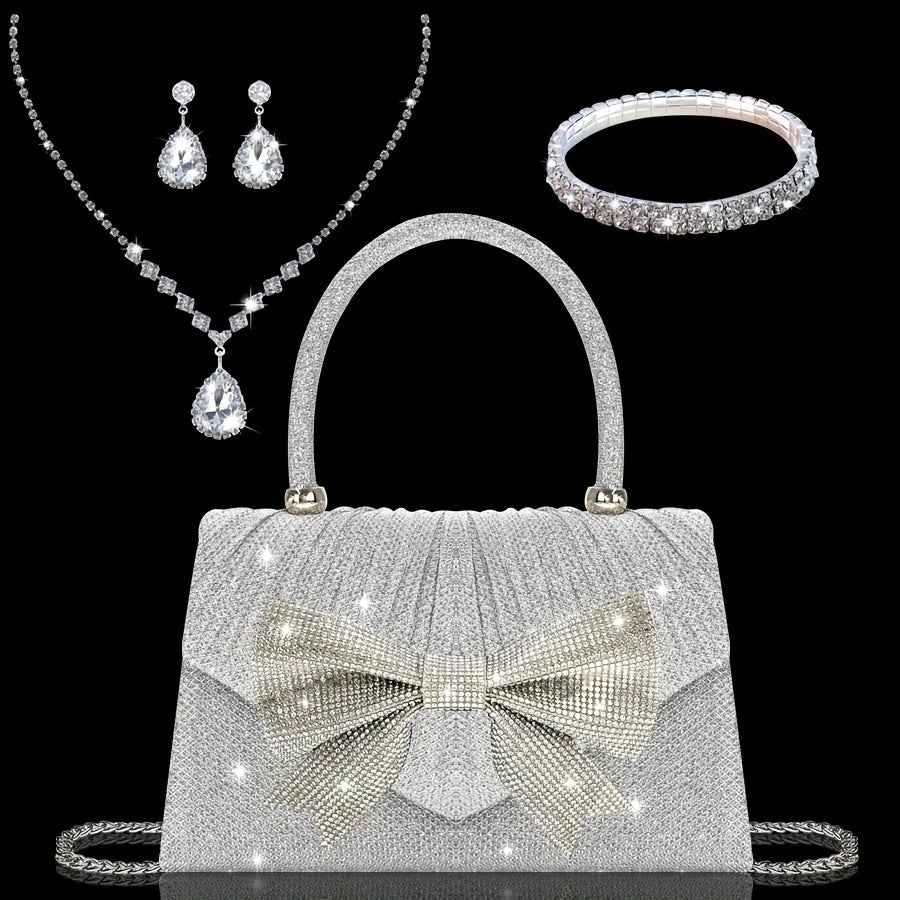 Bolsa Feminina com Laço de Strass — detalhe 1 das peças do conjunto