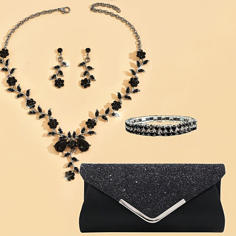 Clutch Feminina Lantejoulas — detalhe 3 das peças do conjunto